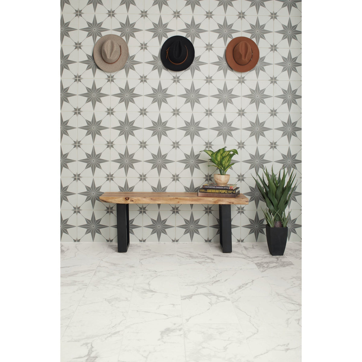 Daltile Memoir - 12 in. x 12 in. Glazed Ceramic Tile - Jewel Black ME27 Wall Install