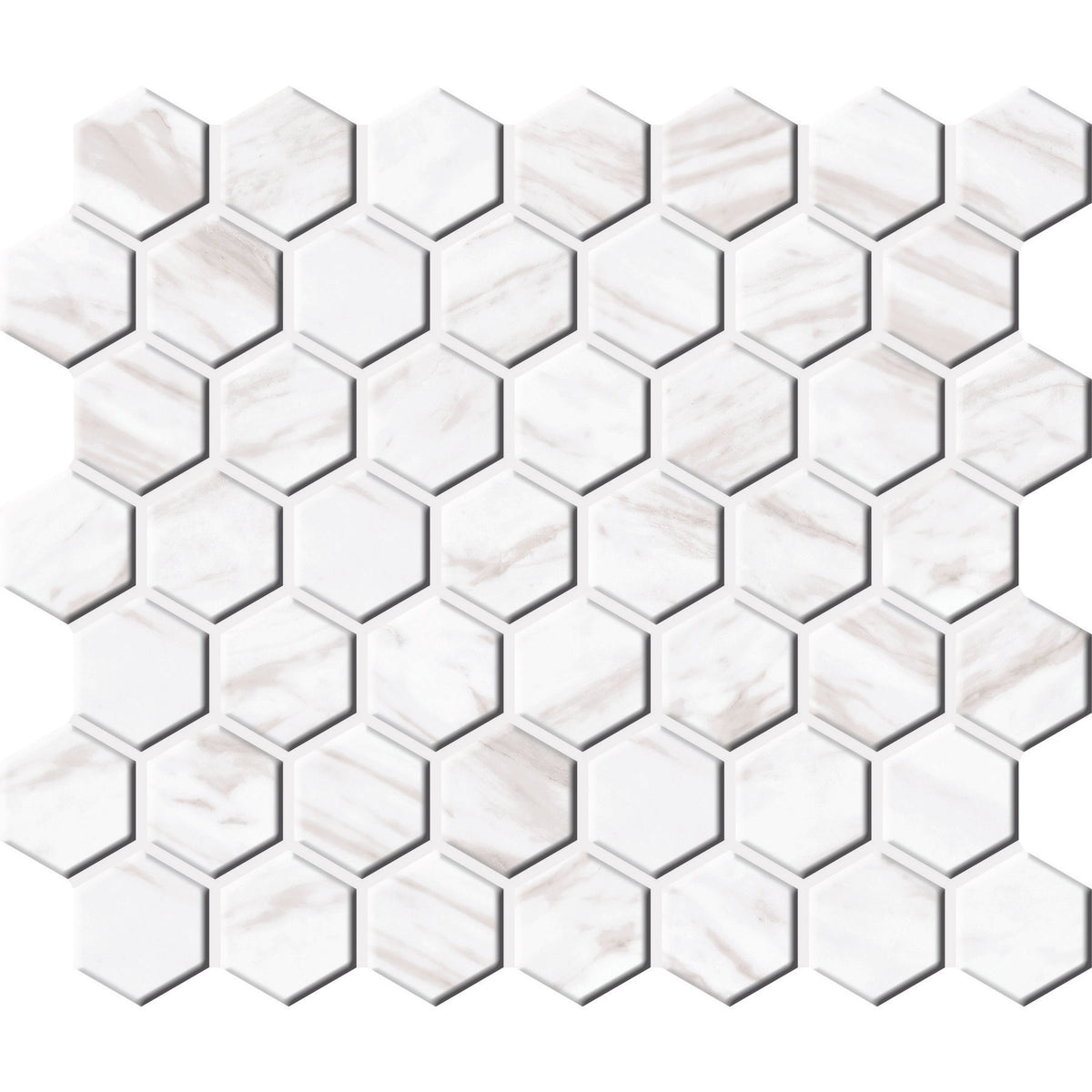 Daltile - Perpetuo - 1 1/2 in. Glazed Ceramic Hexagon Mosaic - Timeless White