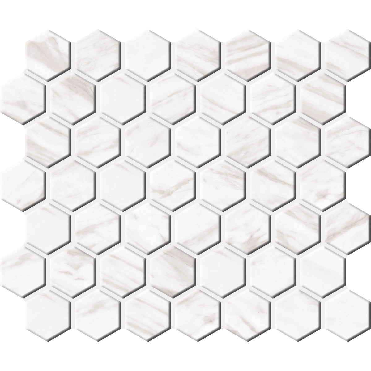 Daltile - Perpetuo - 1 1/2 in. Glazed Ceramic Hexagon Mosaic - Timeless White
