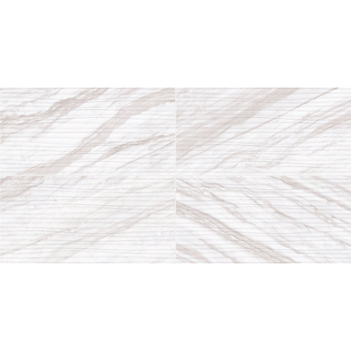 Daltile - Perpetuo - 12 in. x 24 in. Glazed Ceramic Wave Wall Tile - Timeless White Variation