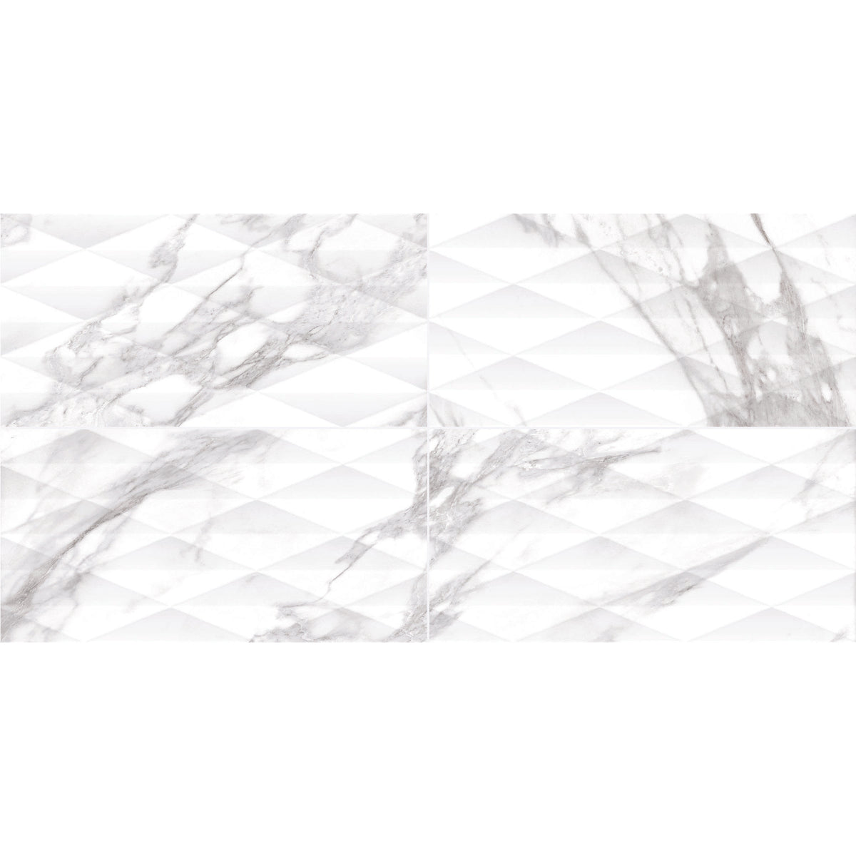 Daltile - Perpetuo - 12 in. x 24 in. Glazed Ceramic Multi-Geometric Wall Tile - Brilliant White Variation