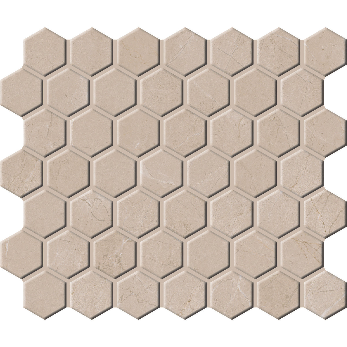 Daltile - Perpetuo - 1 1/2 in. Glazed Ceramic Hexagon Mosaic - Elegant Beige