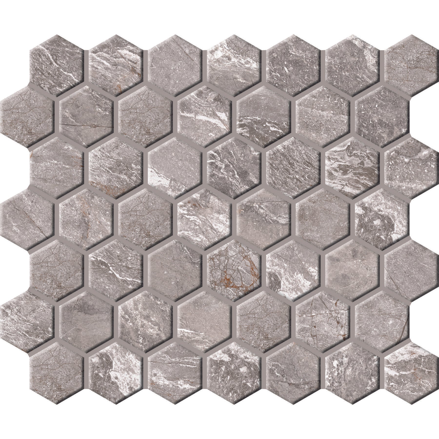 Daltile - Perpetuo - 1 1/2 in. Glazed Ceramic Hexagon Mosaic - Eternal Grey