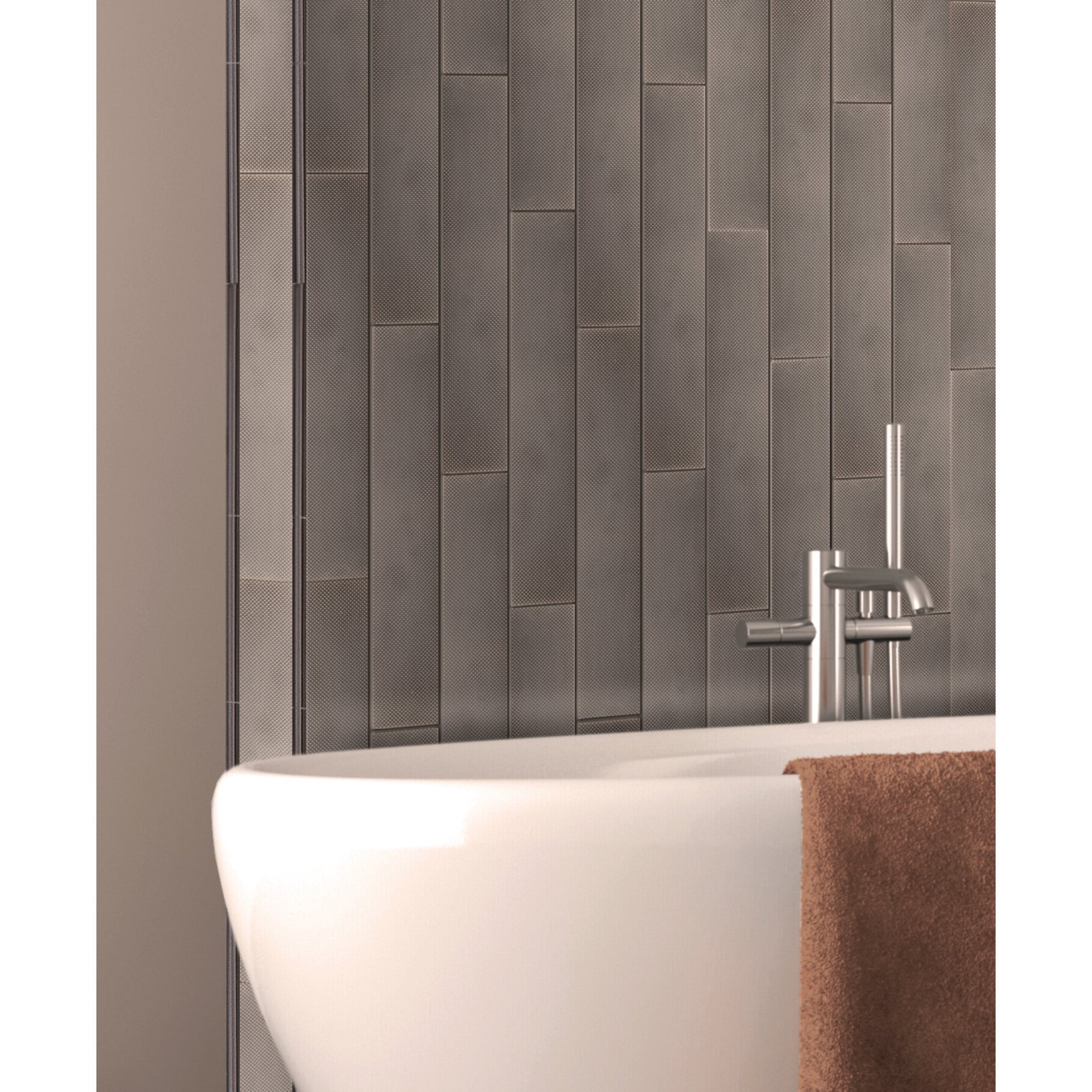 Daltile - Render Metals 3 in. x 18 in. - Iron Field Oblique