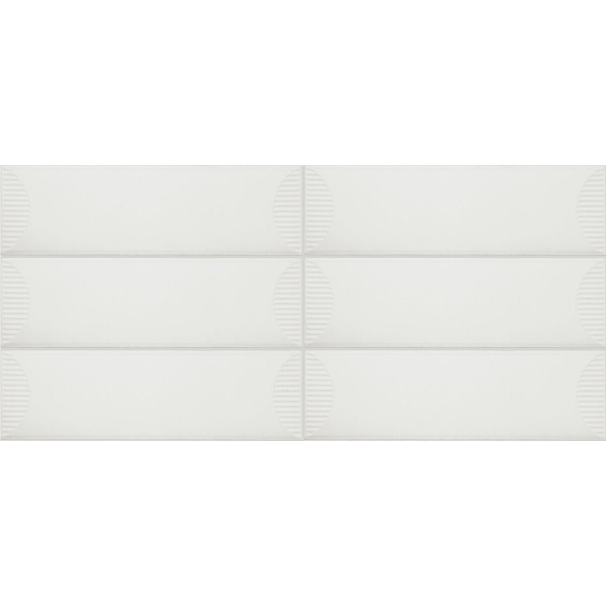 Daltile - Stencil 4 in. x 12 in. Ceramic Wall Tile - Half Moon Matte - White Grid View
