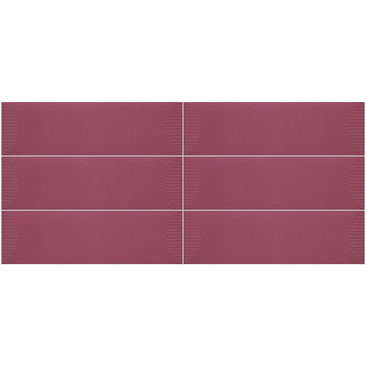 Daltile - Stencil 4 in. x 12 in. Ceramic Wall Tile - Half Moon Matte - Berry Grid View