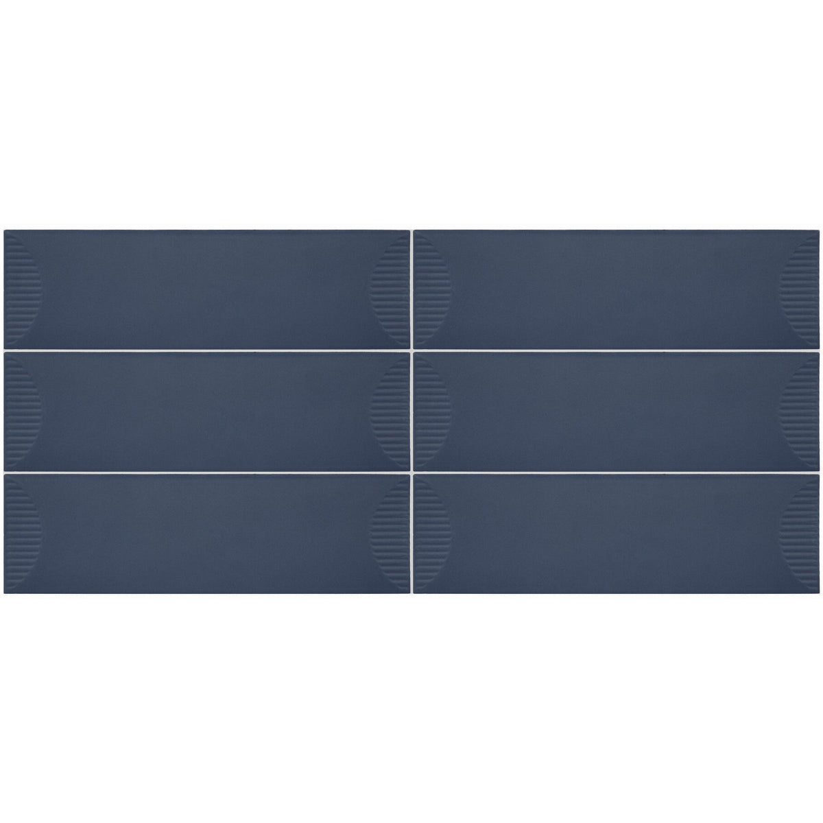 Daltile - Stencil 4 in. x 12 in. Ceramic Wall Tile - Half Moon Matte - Indigo Grid View