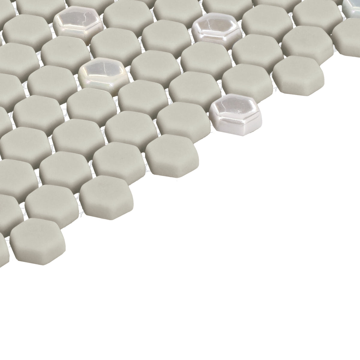 Daltile - Starcastle Glass Mini Hexagon Mosaic - Comet Edge View