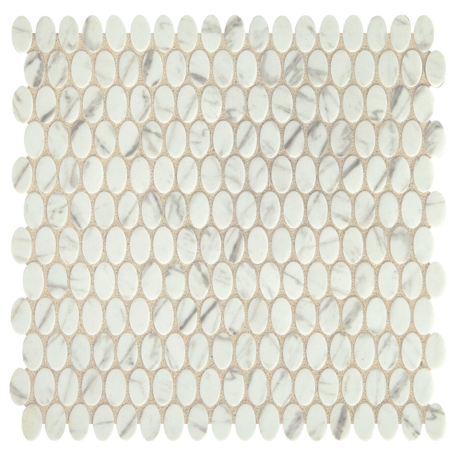 Daltile - Statuette Oval Glass Mosaic - Venetian White