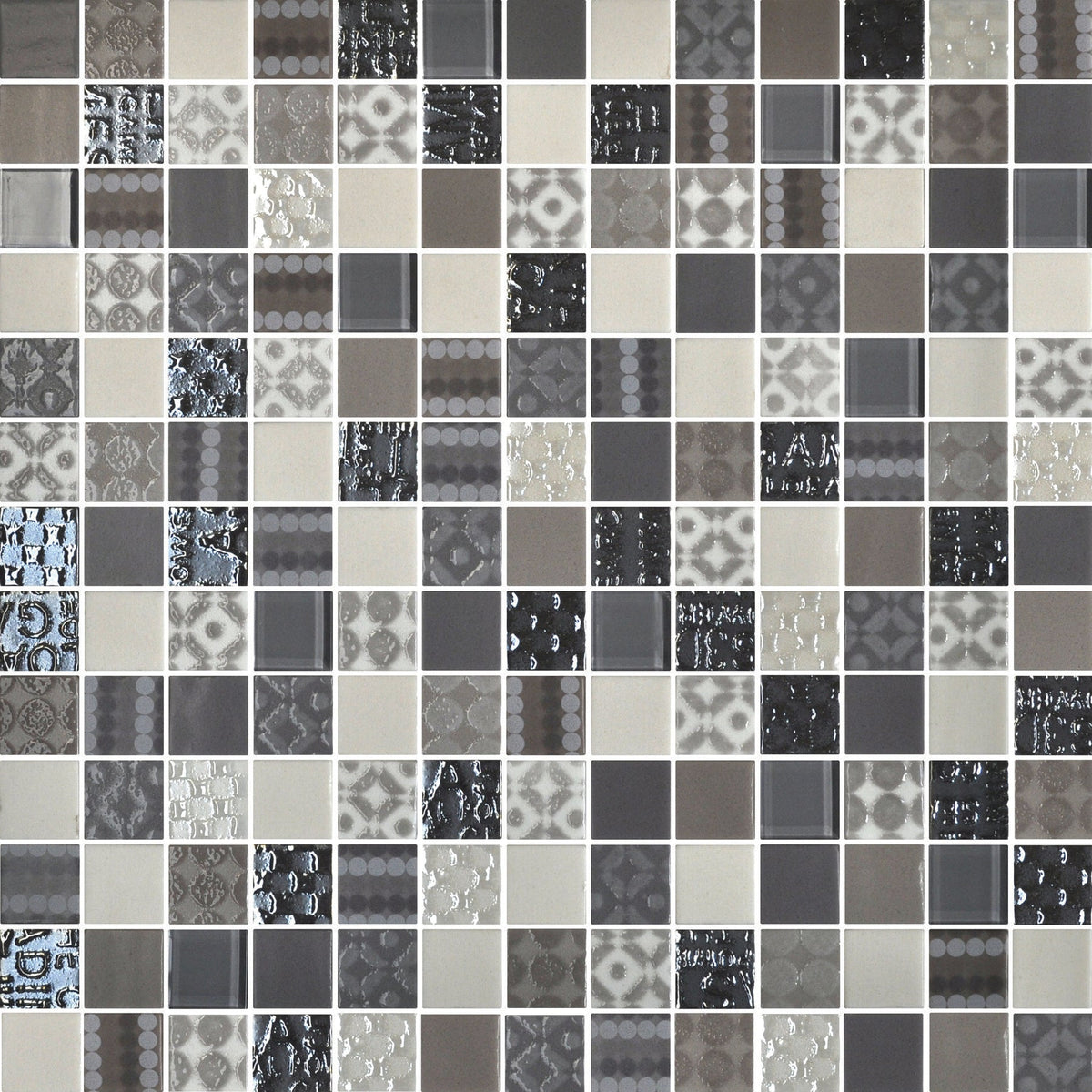 Daltile Uptown Glass 1 in. x 1 in. Glass Wall Mosaic - Metro Taupe