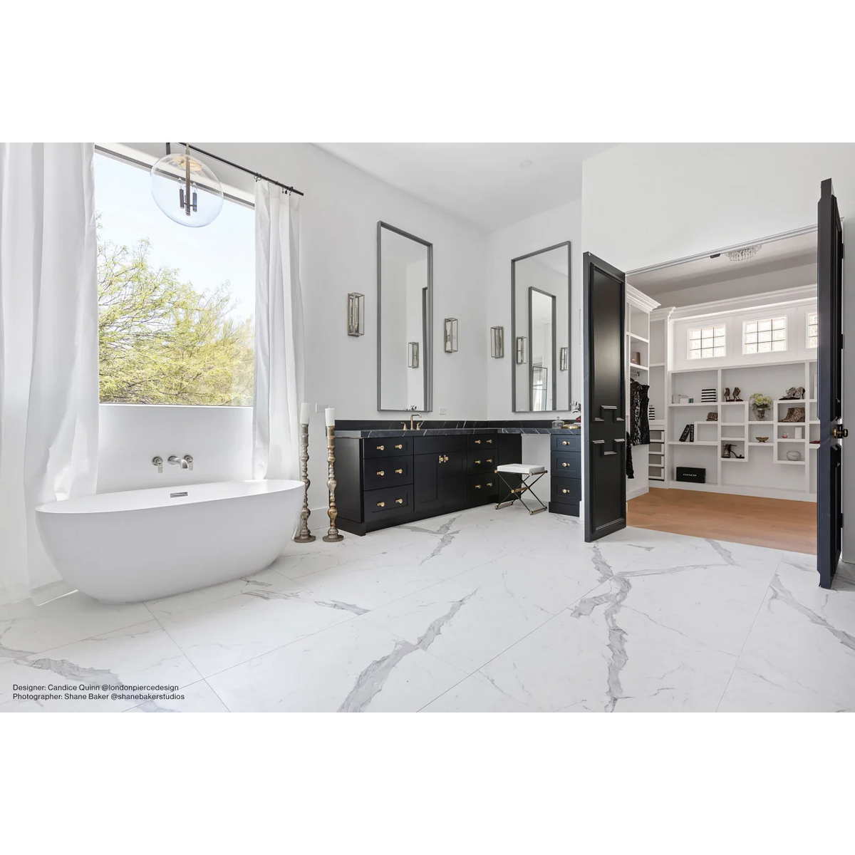 Bedrosians - Magnifica The Thirties - 30&quot; x 30&quot; Glazed Porcelain Tile - Statuarietto Honed Room Scene