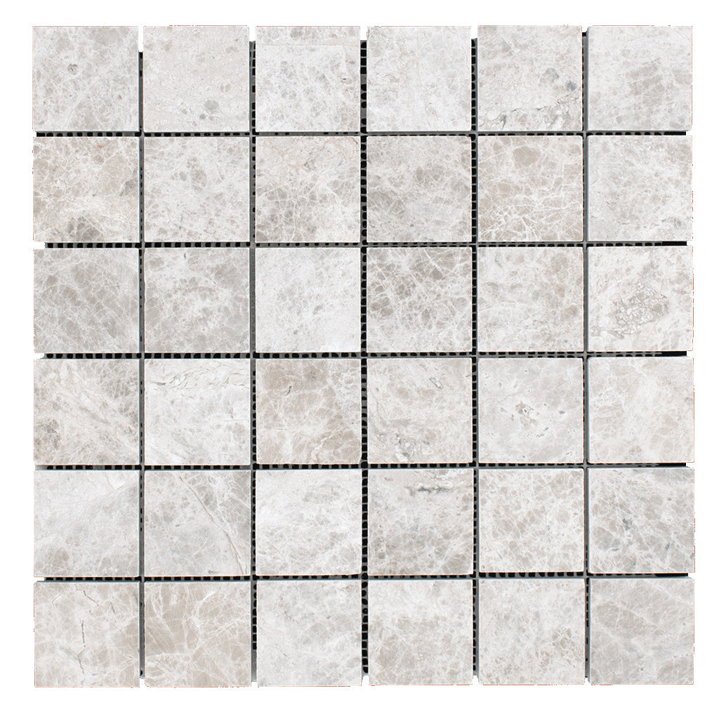 DW Tile &amp; Stone - Silver Shadow 2&quot; x 2&quot; Marble Mosaic - Honed