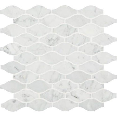 Daltile - Carrara White Marquise 3 in. x 1 1/2 in. Mosaic - Polished