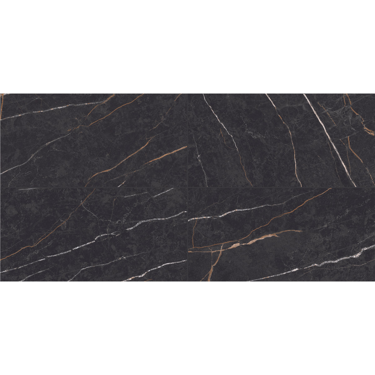 Daltile - Perpetuo - 12 in. x 24 in. Glazed Porcelain Floor Tile - Infinite Black Polished Variation