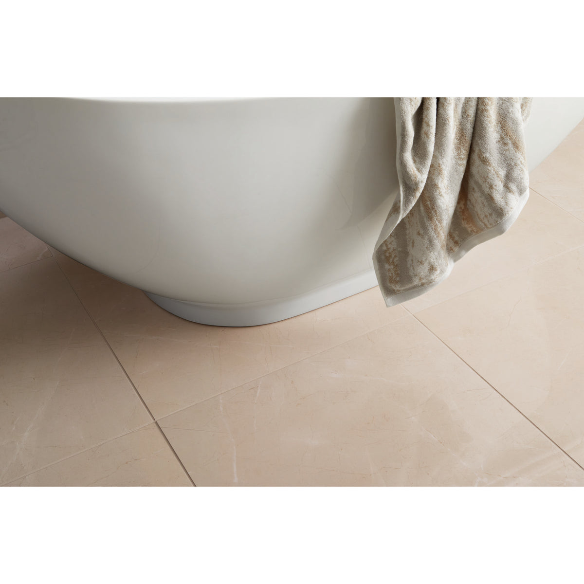 Daltile - Perpetuo - 12 in. x 24 in. Glazed Porcelain Floor Tile - Elegant Beige Polished Installed 2