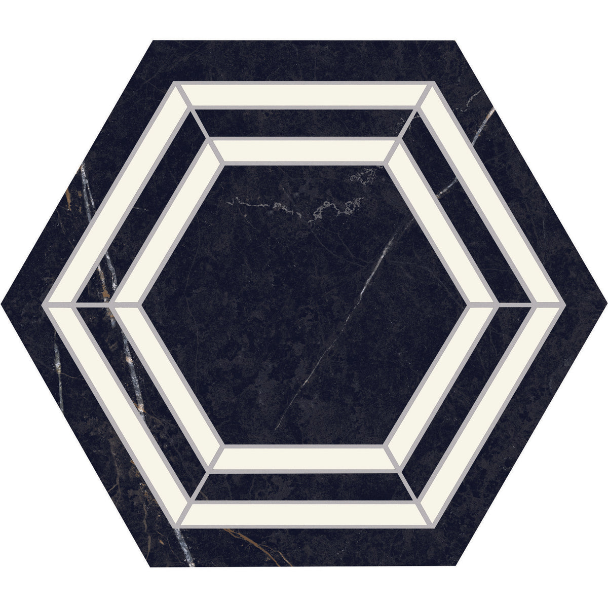 Daltile - Perpetuo - 8 in. Hexagon Glazed Porcelain Floor Tile Deco - Tuxedo Matte 2