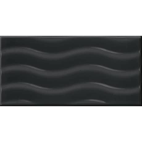 Daltile RetroSpace 3 in. x 6 in. Wave Accent Wall Tile - Jet Black