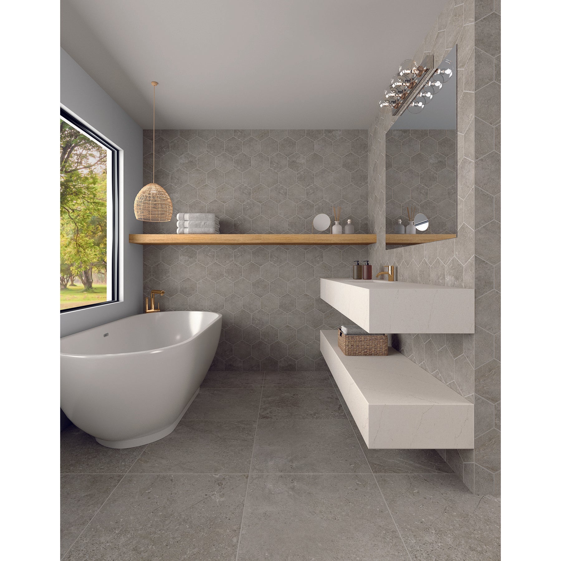 Daltile - Scripter 8 in. Hexagon Glazed Porcelain Floor Tile - Rebel Matte