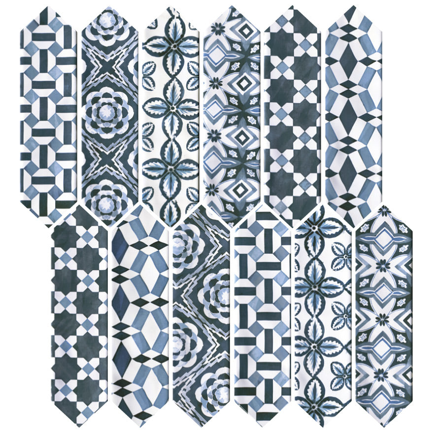 Daltile - Stagecraft - 3 in. x 12 in. Picket Deco Wall Tile - Cameo Blue Mix SC71