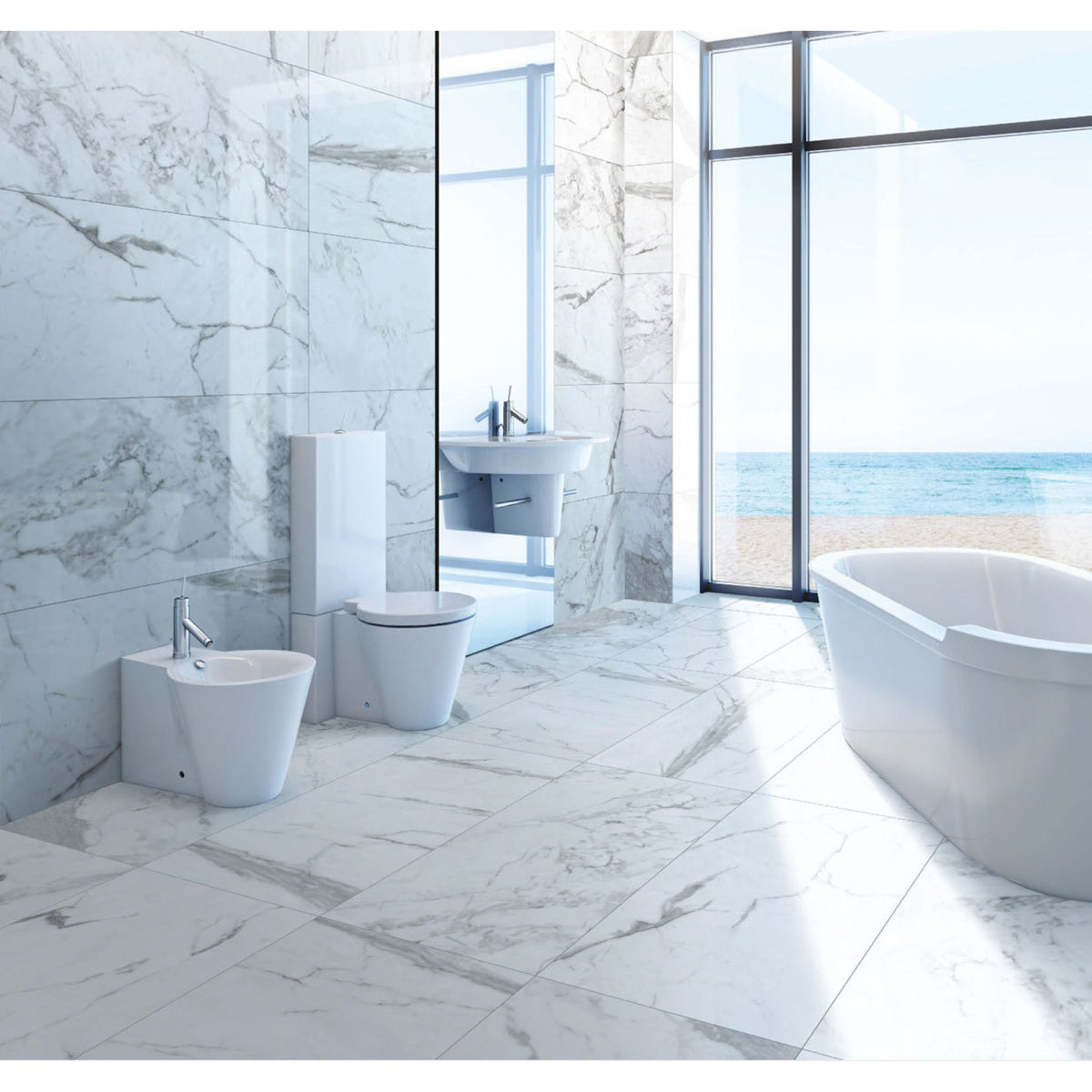 Daltile Marble Attache 12 in. x 24 in. Colorbody Porcelain Tile - Room Scene