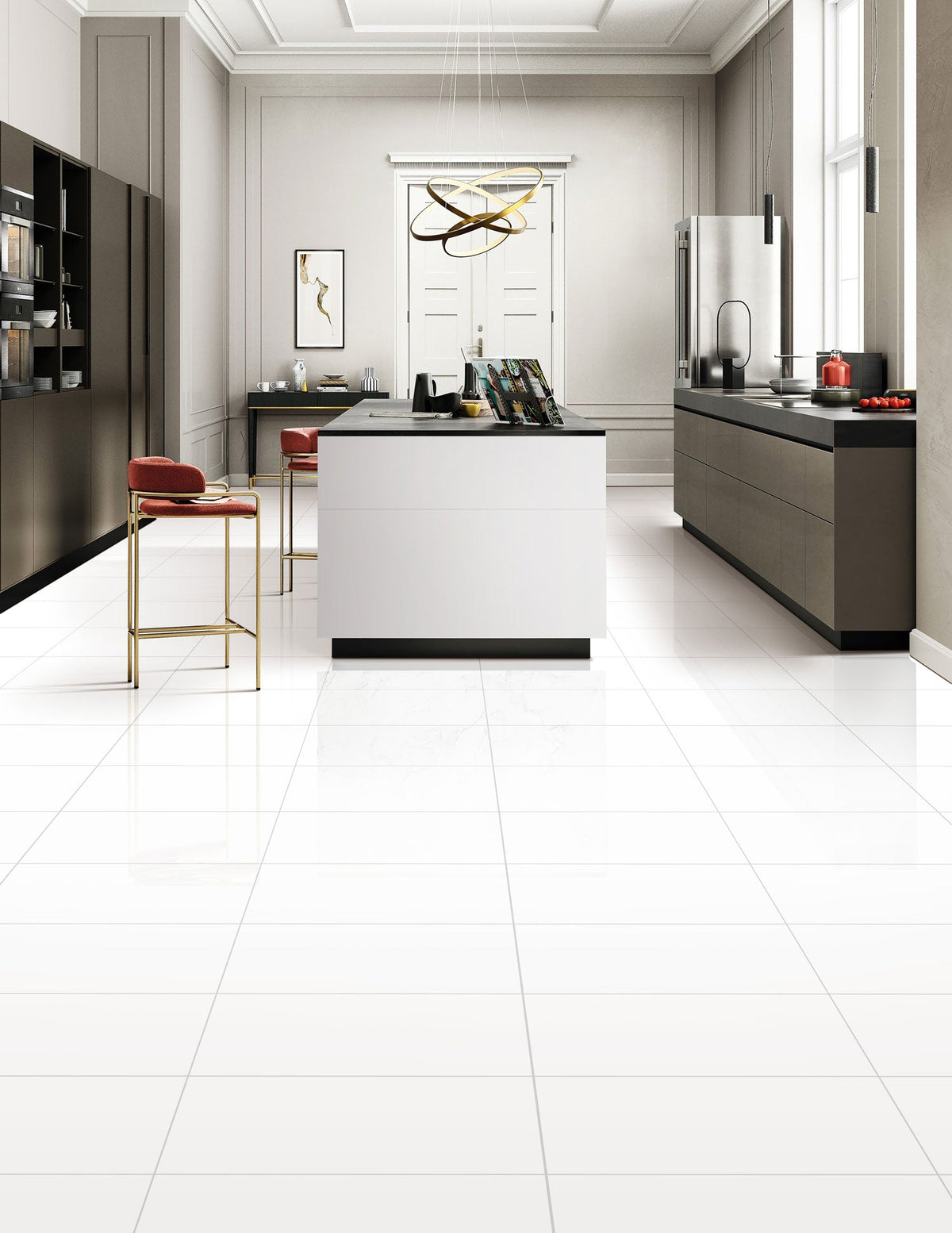 Tesoro - Delhi - 12 in. x 24 in. Porcelain Tile - Artic White Room Scene