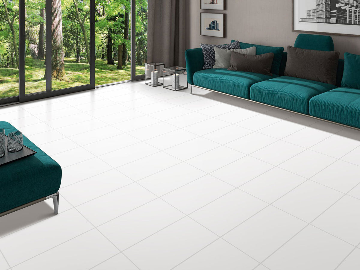 Tesoro - Delhi - 12 in. x 24 in. Porcelain Tile - Artic White Installed