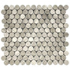 See Enzo Tile - Wooden Gray Marble Mosaic Tile - Penny Round