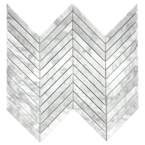 Enzo Tile - Carrara White Marble Mosaic Tile - Chevron