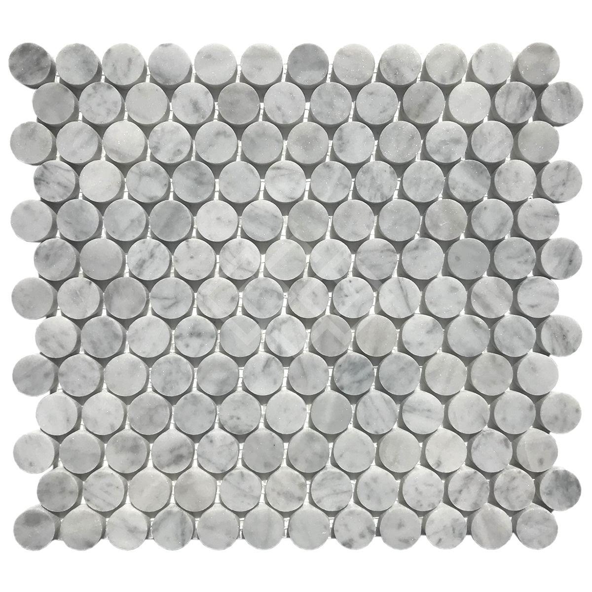 Enzo Tile - Carrara White Marble Mosaic Tile - Penny Round