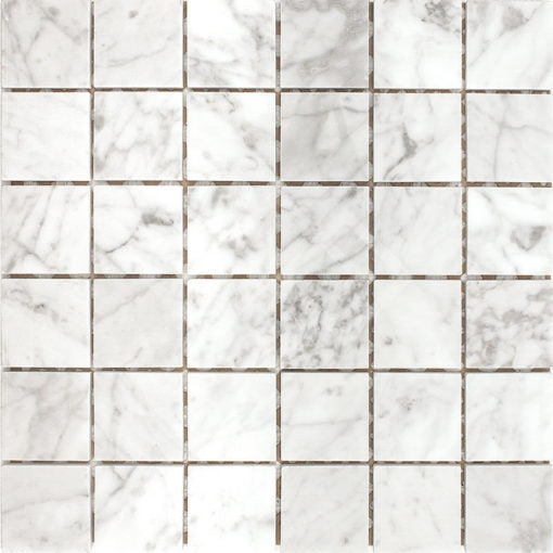 Enzo Tile - Carrara White Marble Mosaic Tile - 2" x 2" Polished