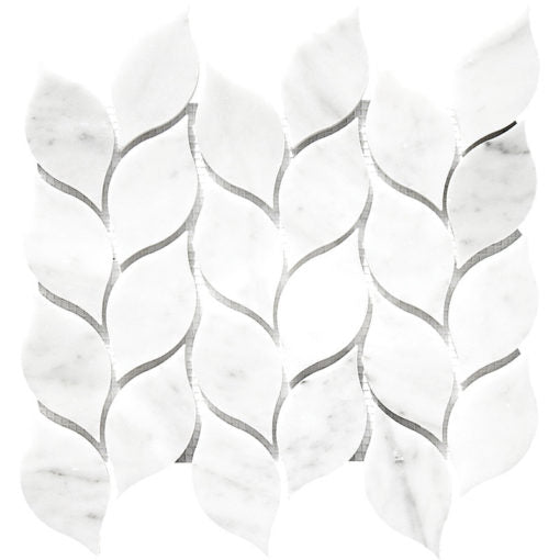 Enzo Tile - Carrara White Marble Mosaic Tile - Leaf