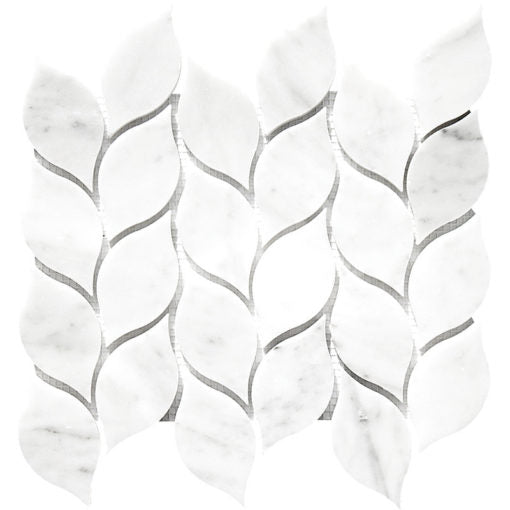 Enzo Tile - Carrara White Marble Mosaic Tile - Leaf - Floorzz