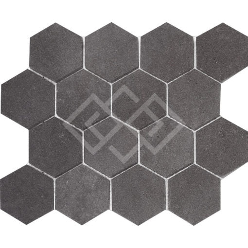 Enzo Tile - Volcano Basalt Mosaic Tile - 3" Hex Honed