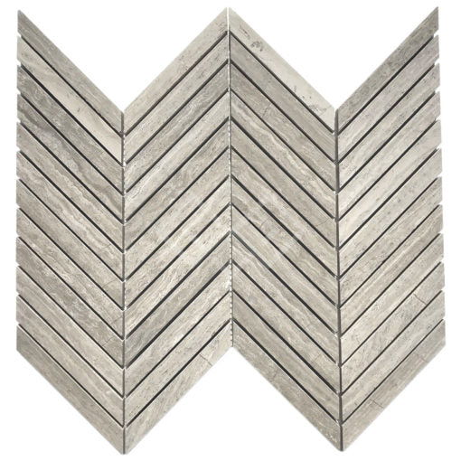 Enzo Tile - Wooden Gray Marble Mosaic Tile - Chevron