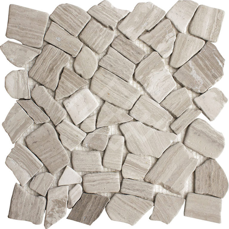 Enzo Tile - Tumbled Puzzle Mosaic - Wooden Grey