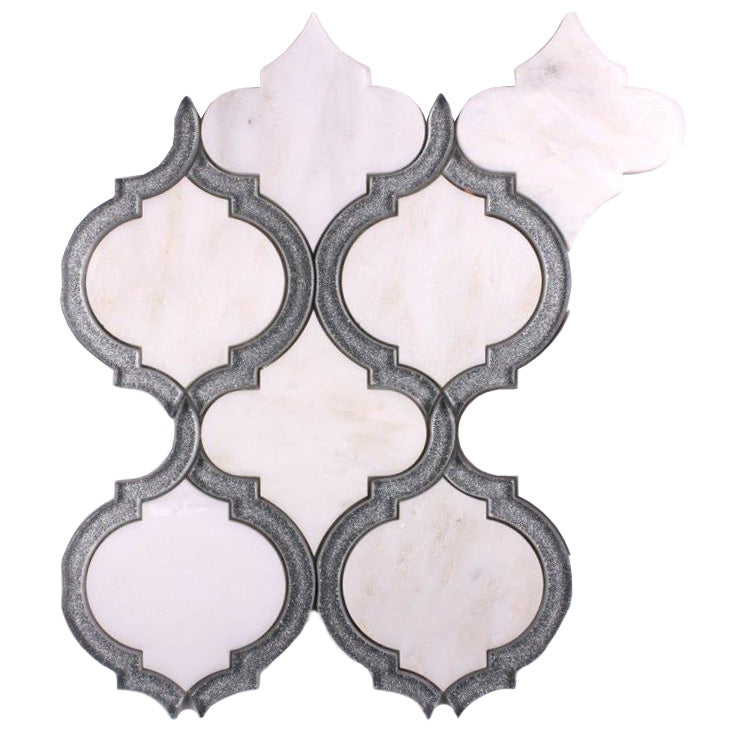 Elysium Alice Silver White 9.75 in. x 11.75 in. Glass &amp; Stone Mosaic