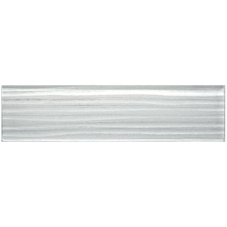 Elysium Amazon Silver White 3 in. x 12 in. Glass Mosaic