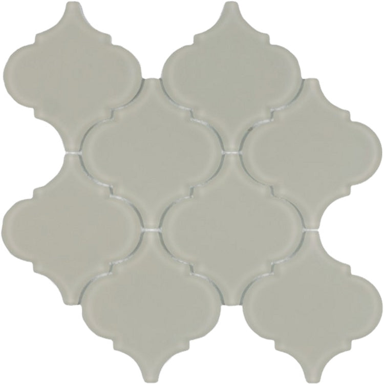 Elysium - Arabesque Beige Frosted 10 in. x 10.5 in. Glass Mosaic