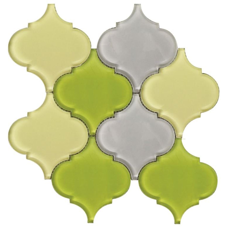 Elysium - Arabesque Pebble 11.75 in. x 11.75 in. Glass Mosaic