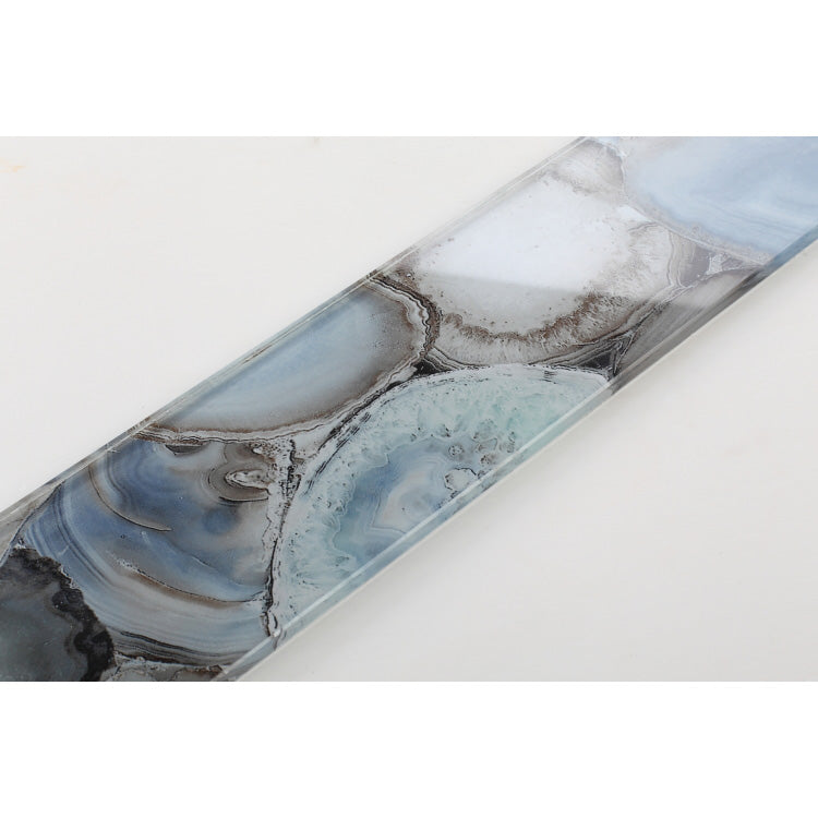 Elysium - Aura Shell Blue 4 in. x 24 in. Glass Tile