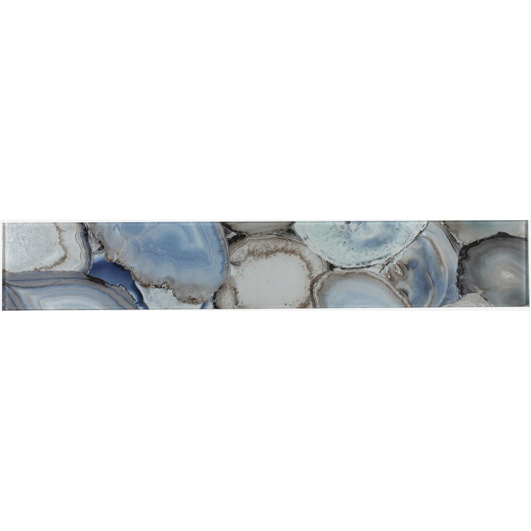 Elysium - Aura Shell Blue 4 in. x 24 in. Glass Tile