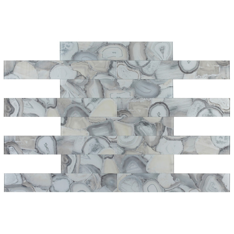 Elysium - Aura Shell Grey 4 in. x 24 in. Glass Tile