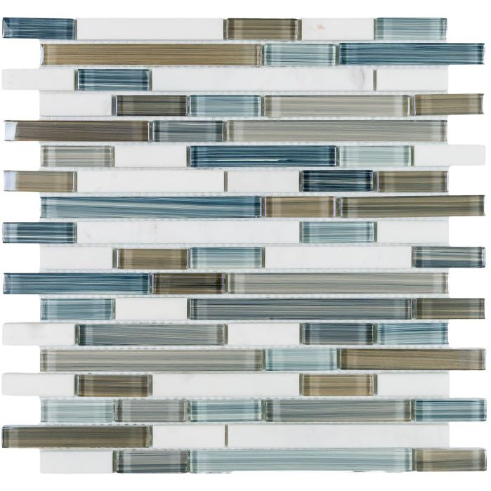 Elysium - Blue 11.75 in. x 12 in. Glass and Stone Mosaic