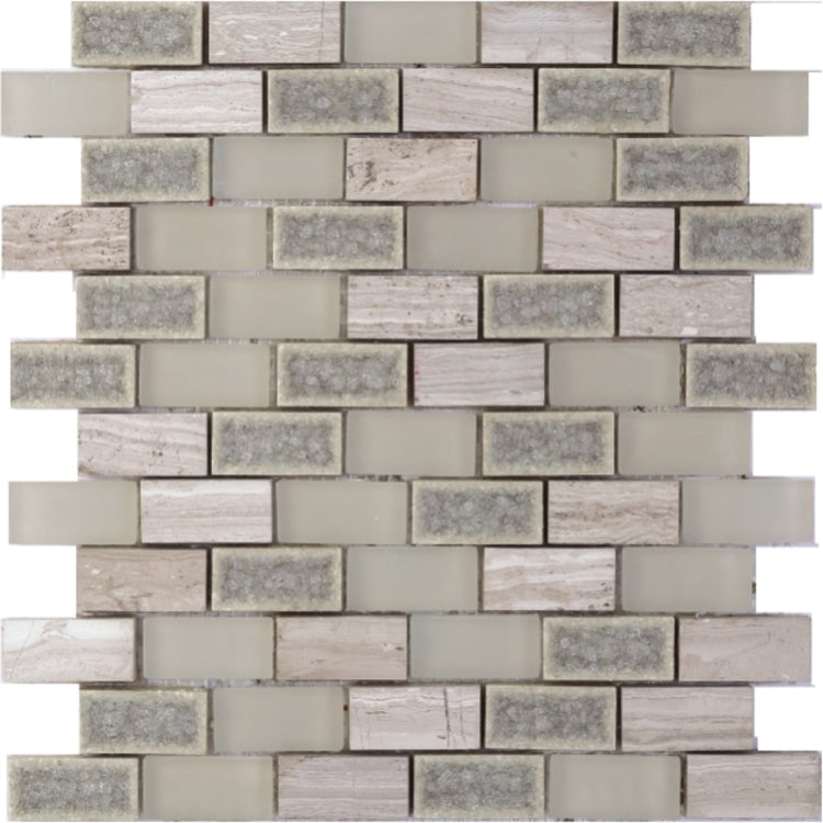 Elysium - Bride 10.75 in. x 11.75 in. Glass and Stone Mosaic