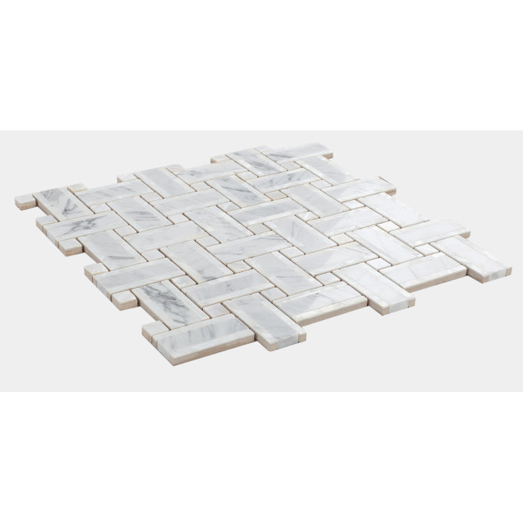 Elysium - Diana Cross Carrara 12.25 in. x 12.25 in. Marble Mosaic