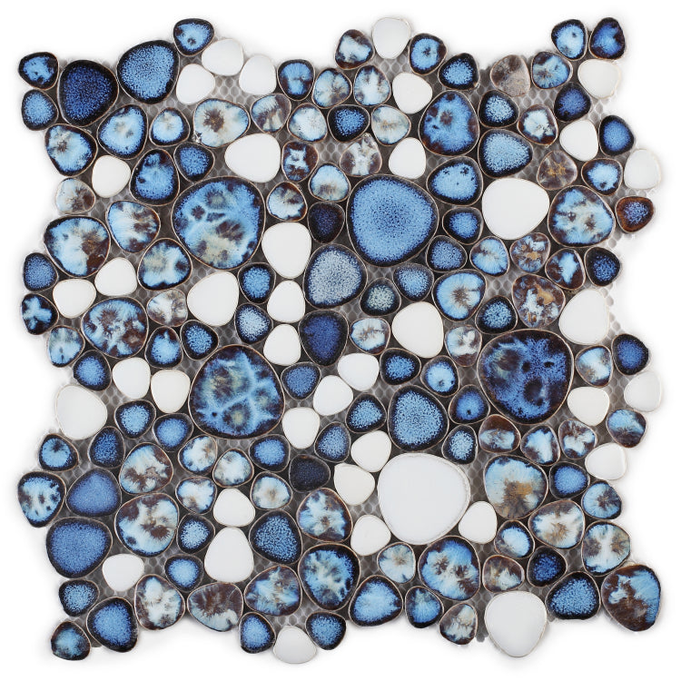 Elysium - Growing Royal Blue 11.5 in. x 11.5 in. Porcelain Mosaic