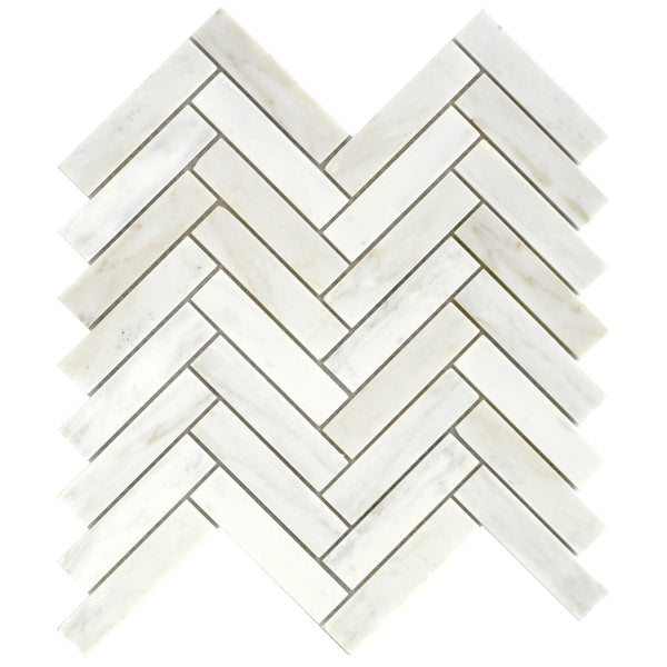 Elysium - Herringbone Calacatta Gold Polished 11.25 in. x 11.25 in. Ma ...