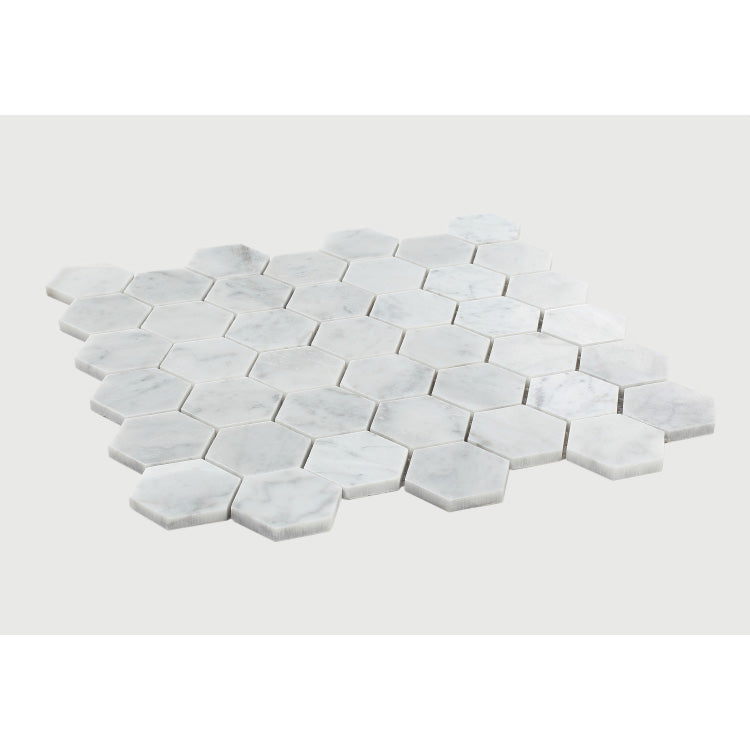 Elysium - Hexagon Carrara 2x2 Honed 12 in. x 12 in. Marble Mosaic