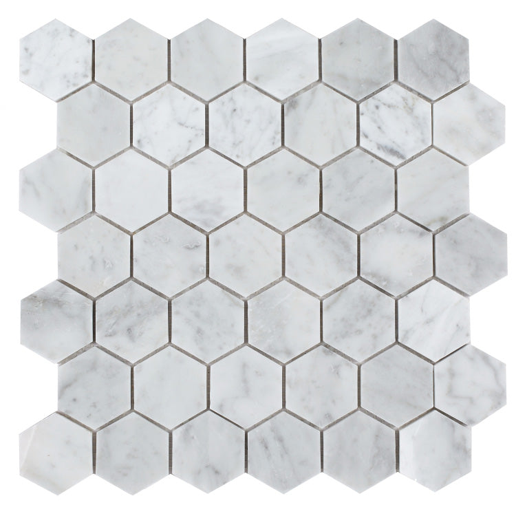 Elysium - Hexagon Carrara 2x2 Honed 12 in. x 12 in. Marble Mosaic