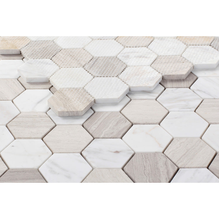 Elysium - Hexagon Loft 2x2 11.75 in. x 11.75 in. Marble Mosaic